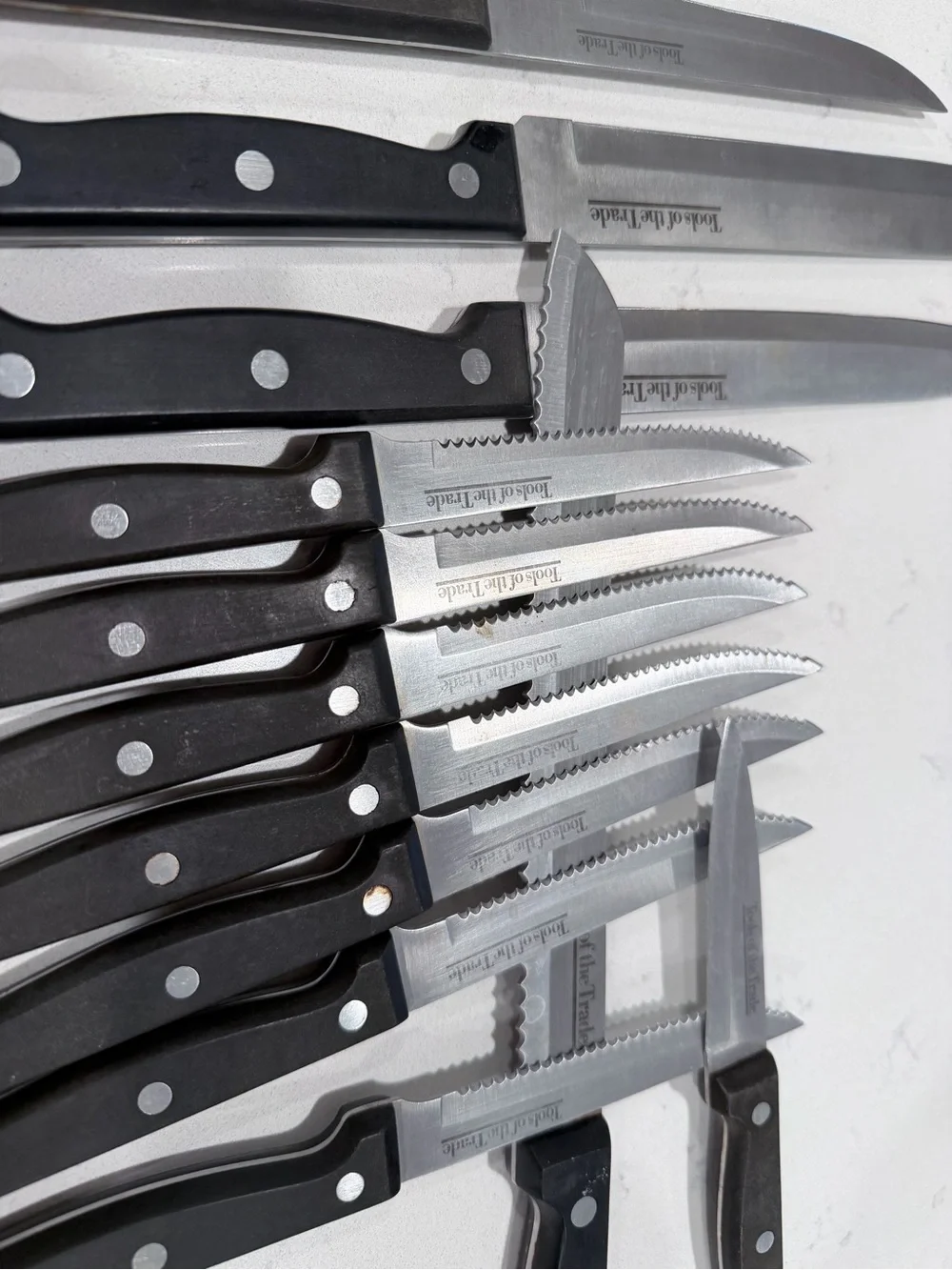 Black-handled Serrated Steak Knife Set by